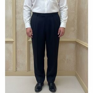 Vintage Pierre Cardin Pleated Dress Pants - 100% Worsted Wool Black - 37W x 31L